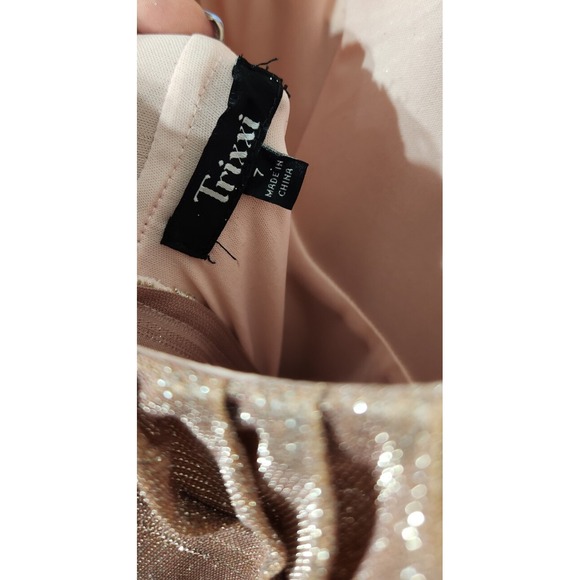 Trixxi Womens Formal Glitter Dress Size 7 Pink Prom Sparkle‎ Barbie Long - Picture 8 of 13
